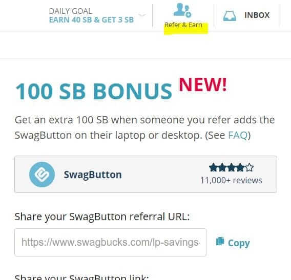 الربح من موقع swagbucks من خلال الإحالة